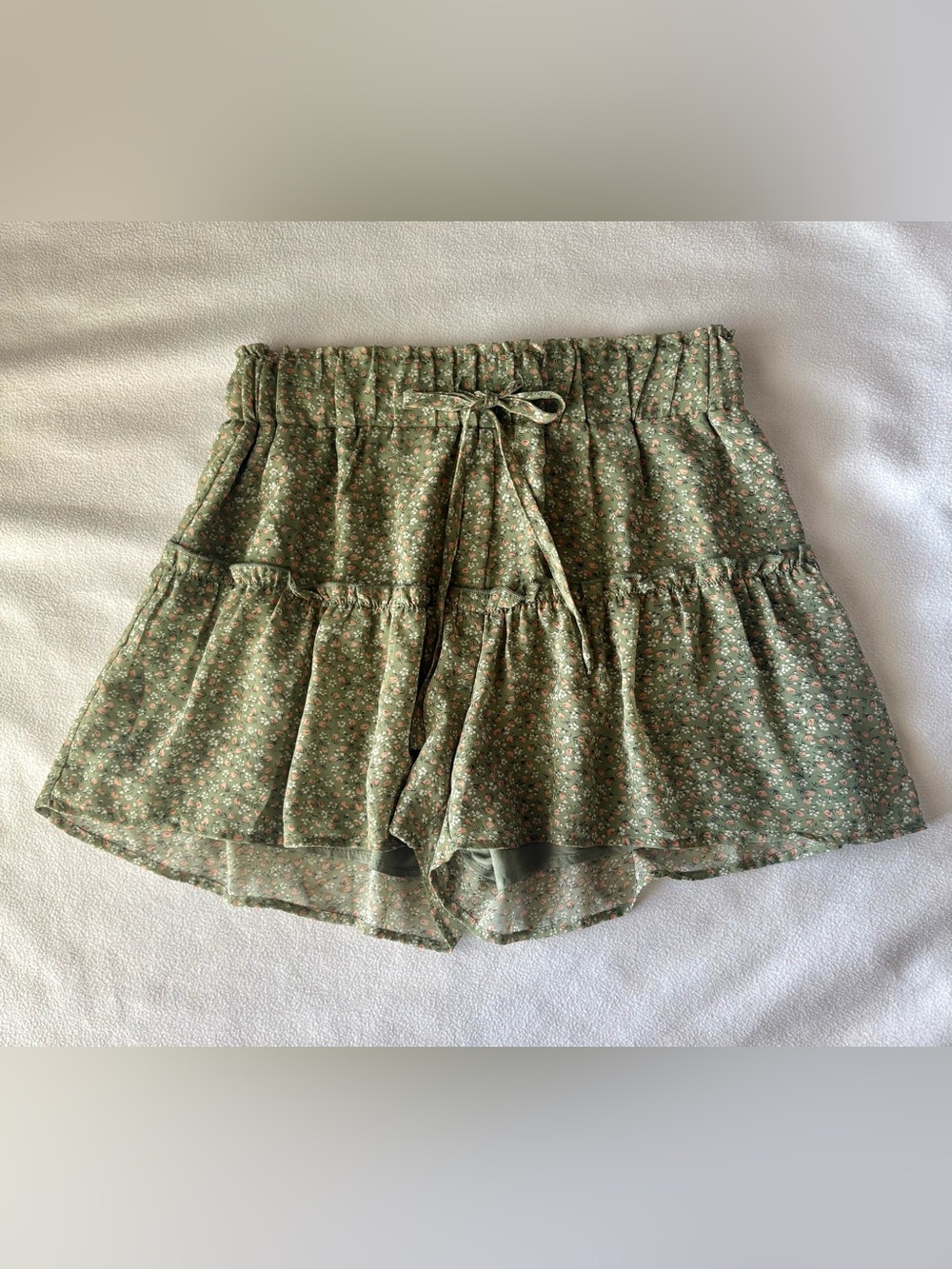 Altar'd State Olive Green Floral Tiered Skort